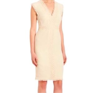 Rebecca Taylor Sleeveless Tweed Sheath Dress in Ivory